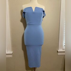 Baby Blue Off Shoulder Midi